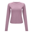 thumbnail image 1 of Bmisegm Womens Loose Fit T Shirt Womens Protective Wicking Long Sleeve Yoga Fitness Shirt & Breathable for Running & Sports Ladies Fashion Tops Light Pink L, 1 of 7