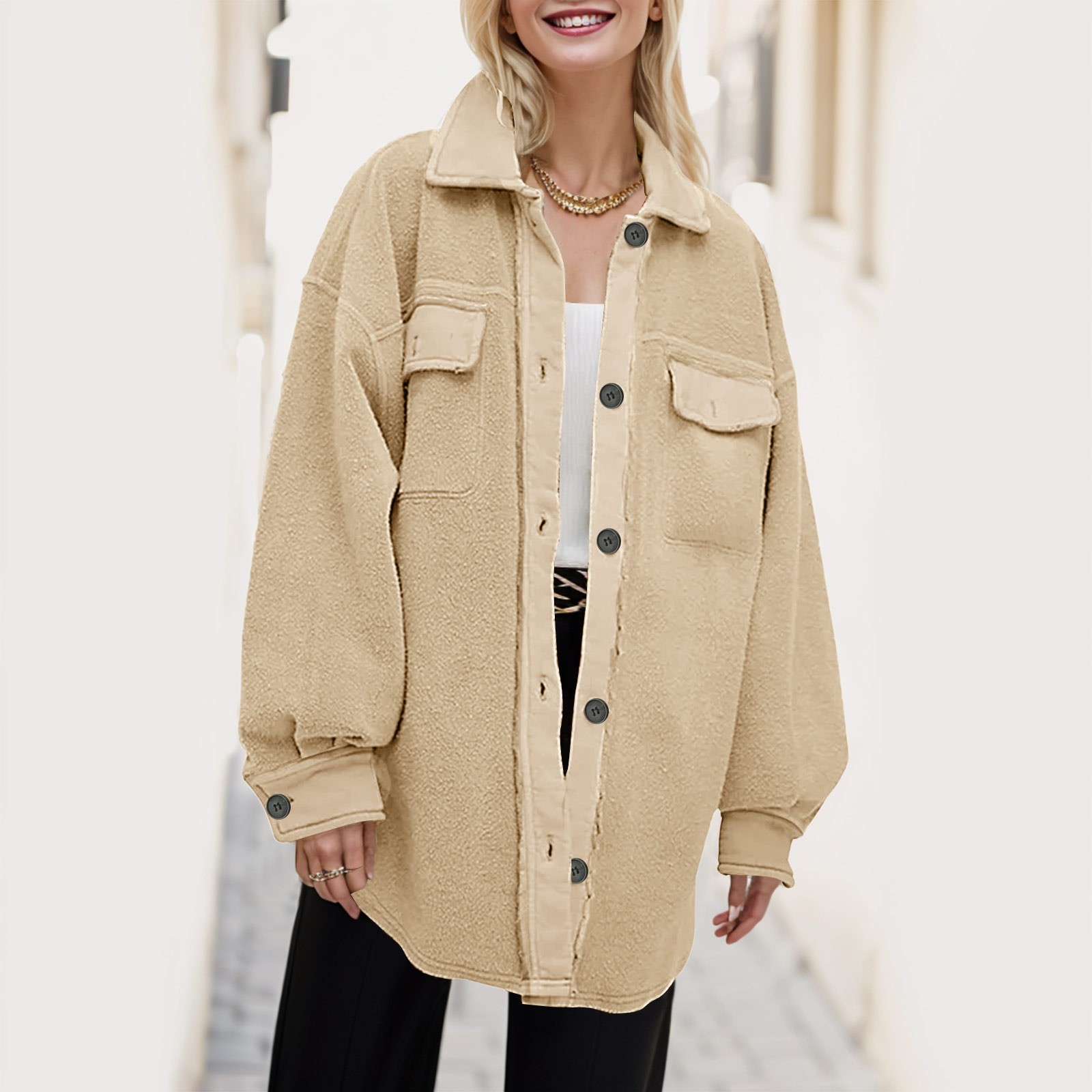 Ladies khaki shirt jacket hotsell