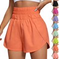 thumbnail image 1 of Bmisegm Womens Running Shorts Solid Color Elastic High Waisted Workout Athletic Shorts Casual Summer Shorts for Women Orange L, 1 of 7