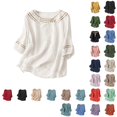 thumbnail image 1 of Bmisegm Womens Short Sleeve T Shirt Womens Summer Embroidered Linen Short Sleeve T Shirt Casual Comfortable Round Neck Blouse for Ladies Comfort Tees White_003 M, 1 of 4
