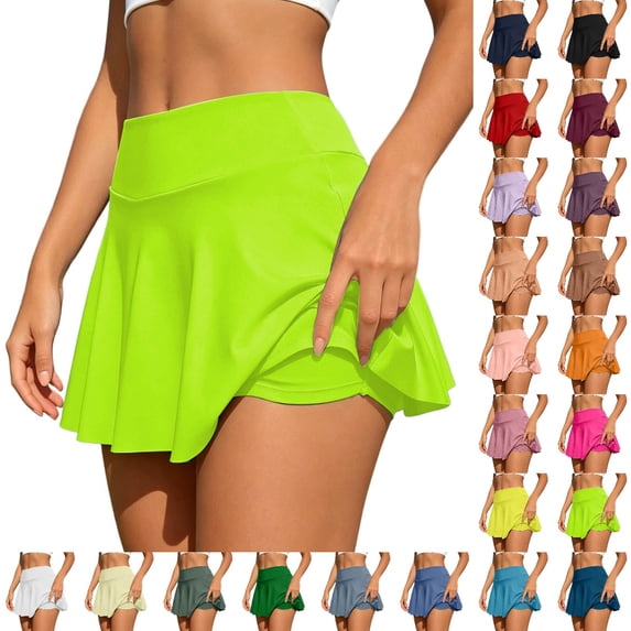 Bmisegm Womens Skort with Side Pockets Tennis Athletic Skort Outdoor Badminton Running Workout Yoga Womens Shorts Mint Green XL