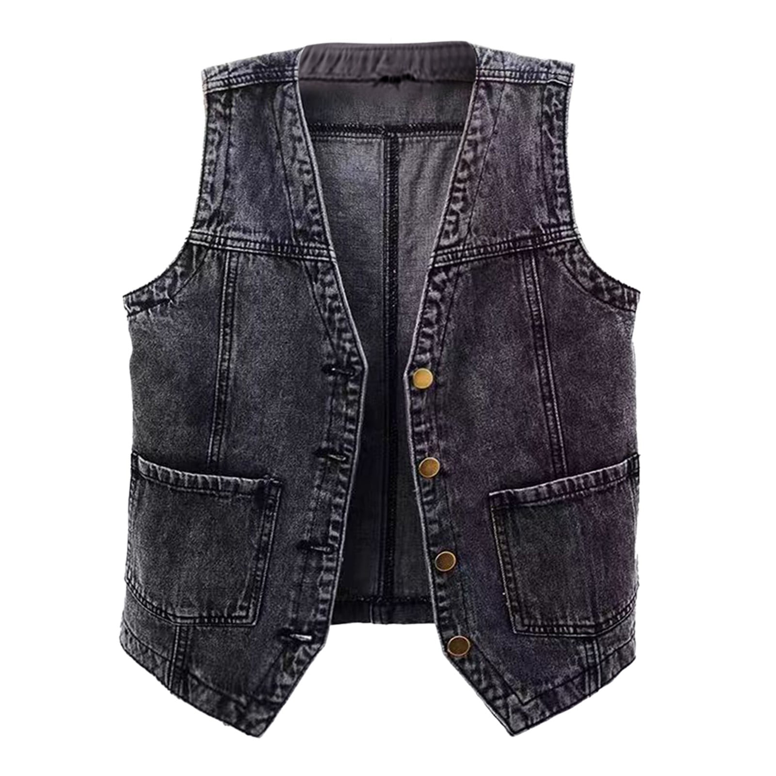 PAODIKUAI Women's Oversized Denim Jacket Casual Long Sleeve Vintage Jean Jacket