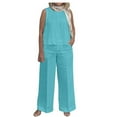 Bmisegm Womens Sleeveless Top Solid Color Casual Wide Leg Pants Two