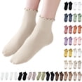 Bmisegm Womens Socks Elegant Solid Color with Ruffle Edge Lightweight ...