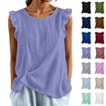 thumbnail image 1 of Bmisegm Womens Tank Tops Casual Comfortable Ruffle Sleeveless Round Neck Relaxed Fit Lightweight Breathable Basic Vest Summer Tops for Women Light Purple XXXXXL, 1 of 5