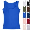 thumbnail image 1 of Bmisegm Womens Tank Tops Casual Ribbed Square Neck Sleeveless Regular Fit Solid Color Regular Vest Womens Tops Blue M, 1 of 3