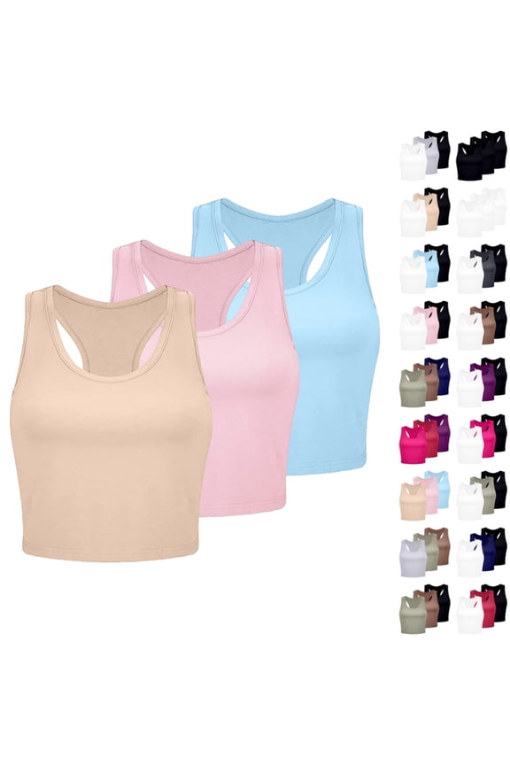 Womens Tank Tops Sleeveless Ribbed Seamless Racerback Waist Length Camisole 3 Piece Set Summer Tops for Women Gold XXL