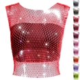 thumbnail image 1 of Bmisegm Womens Tank Tops Sleeveless Round Neck Rhinestone Decorative Design Regular Fit Vest Summer Tops for Women Red XS, 1 of 3