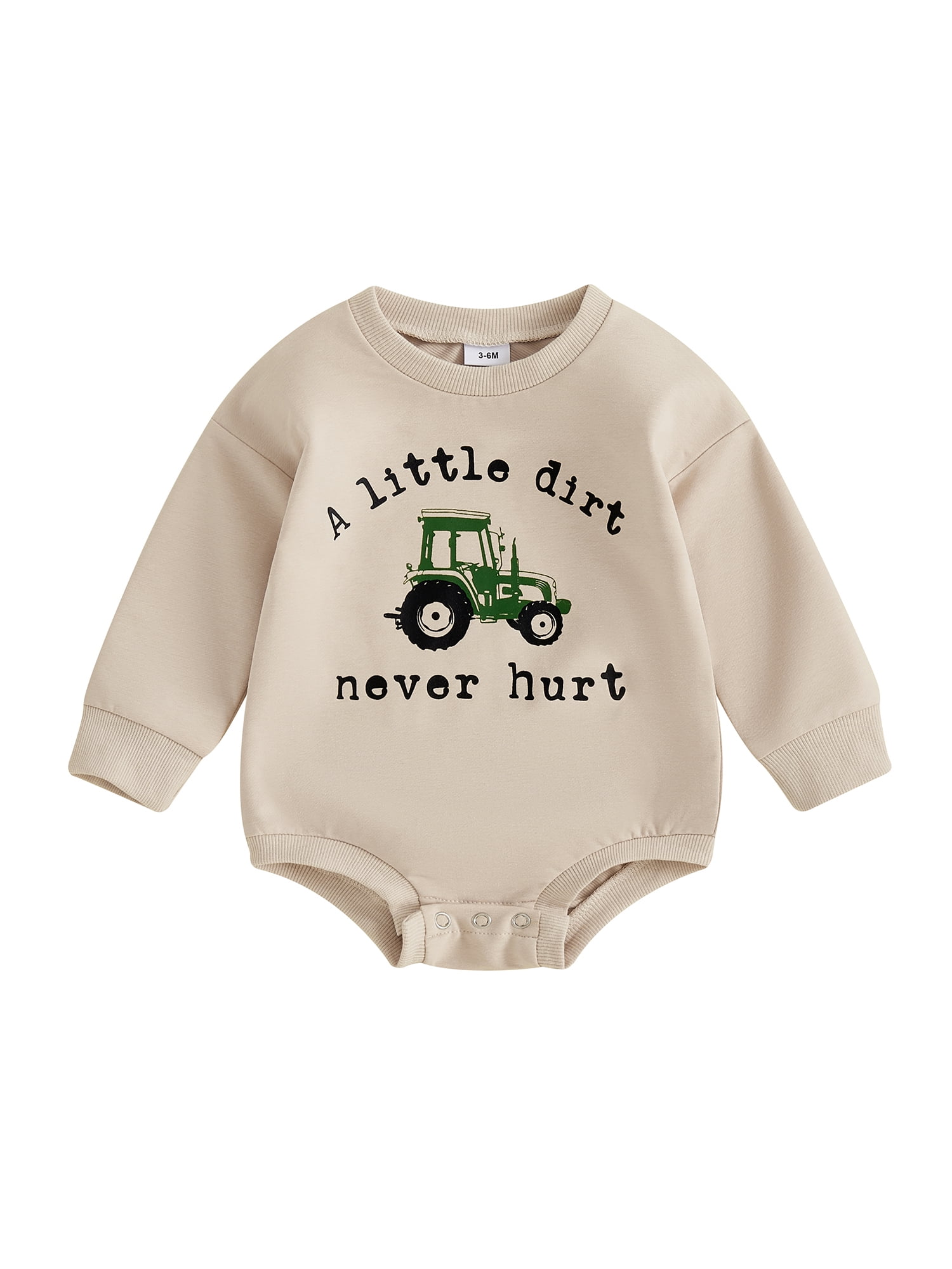 Bmnmsl Baby Boy Fall Romper Long Sleeve Round Neck Tractor Print