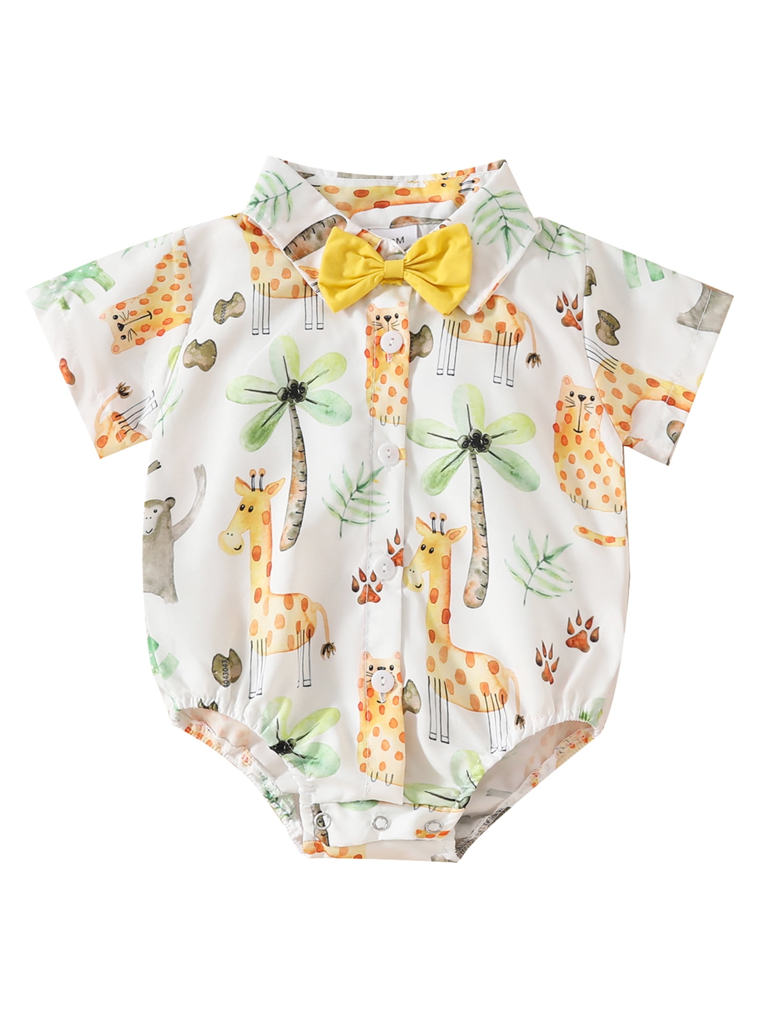 Bmnmsl Baby Boys Summer Jumpsuit Casual Tree Print Front Button Short