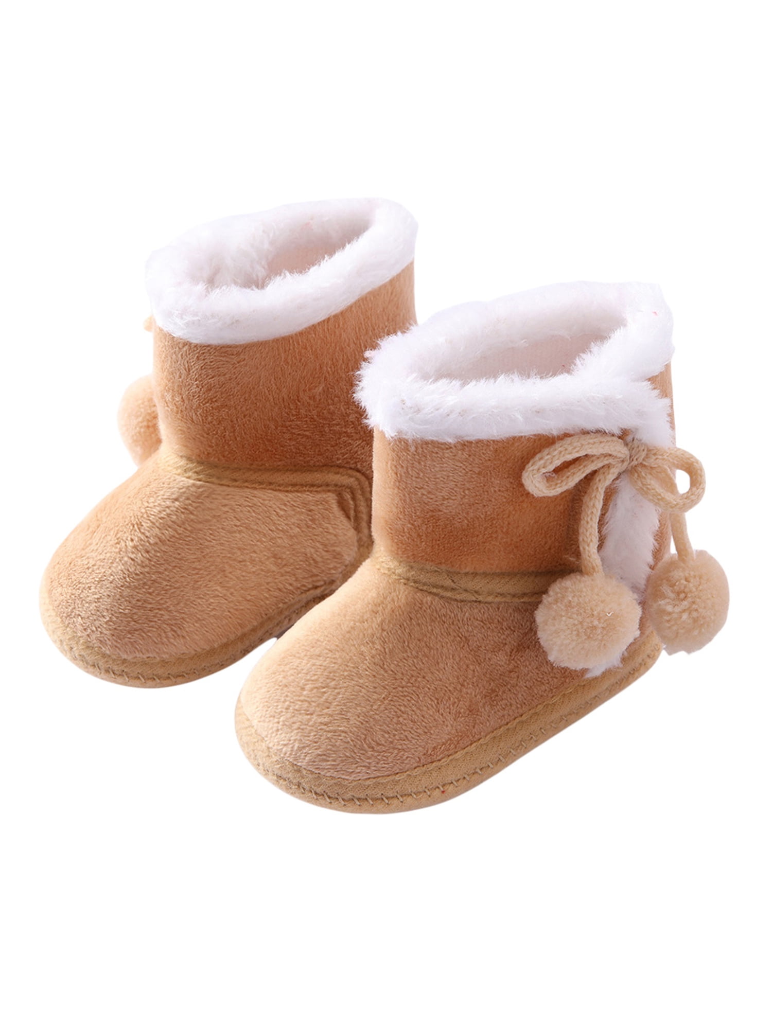 Bmnmsl Baby Girls Winter Shoes Solid Color Plush Patchwork Boots