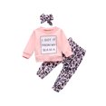 thumbnail image 1 of Bmnmsl Baby Letter Long Sleeve Round Neck Pullover Leopard Pants Headband, 1 of 6