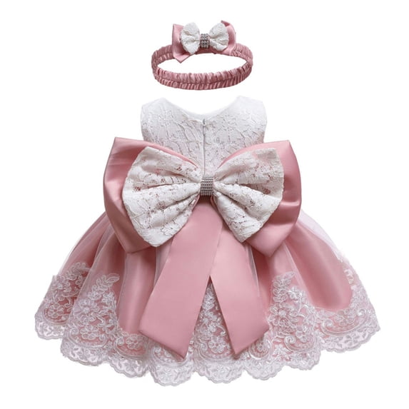 Bmnmsl Girl Strapless Bowknot Formal Dress with Headband