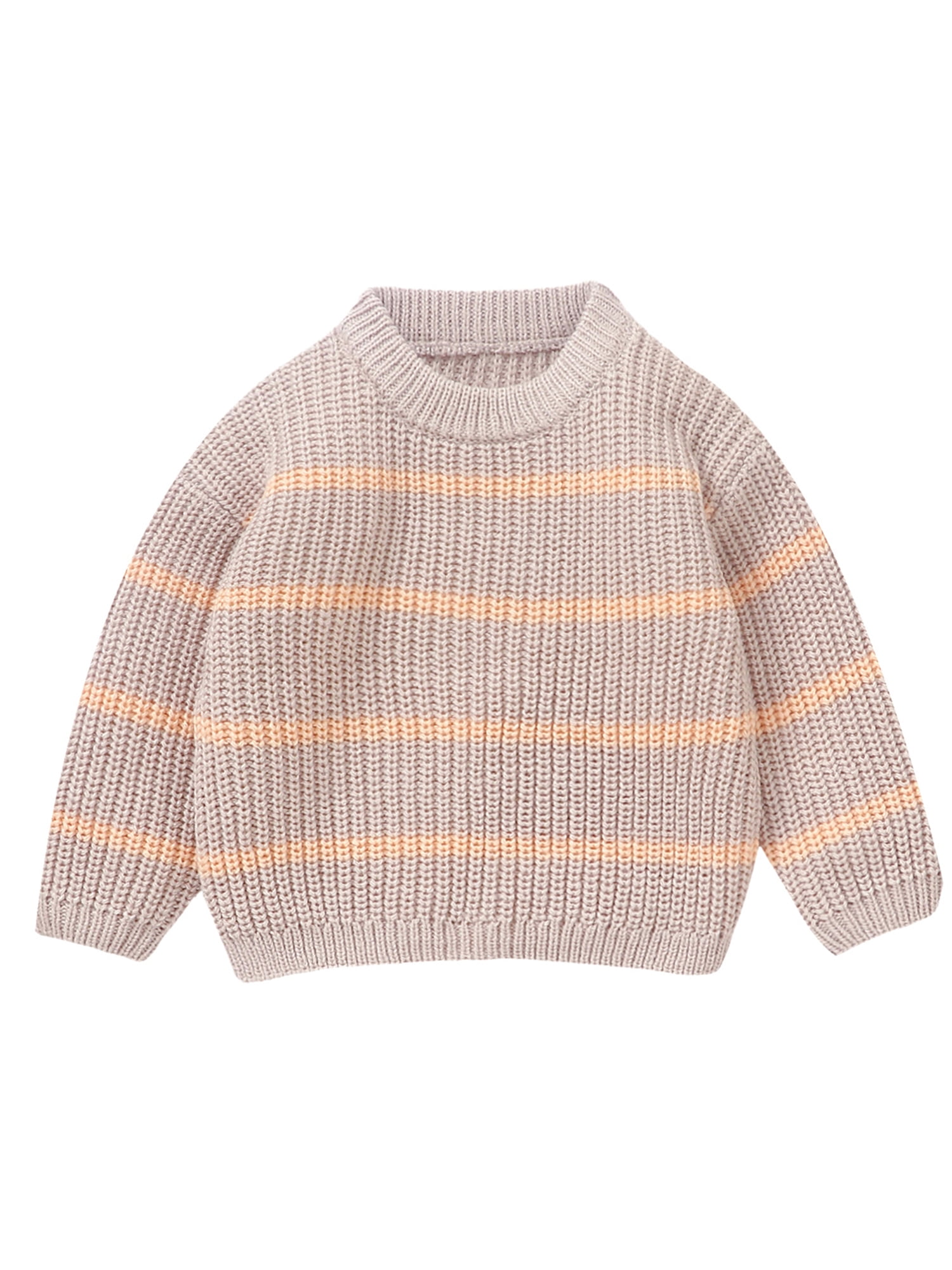 Baby Unisex Kids Vintage Striped Crew Neck Long Sleeve Pullover Sweater