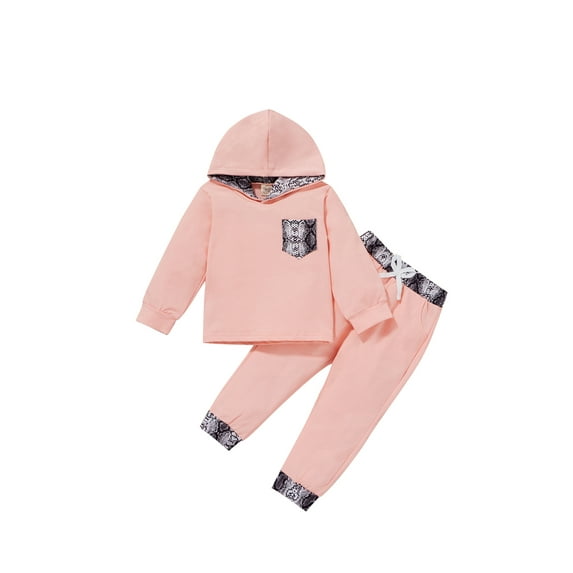 Bmnmsl Toddler Fall Sets Long Sleeve Patchwork Pocket Hoodie and Pants