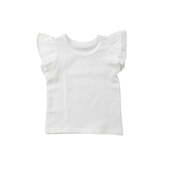 Bmnmsl Toddler Kids Baby Girl Ruffle Short Sleeve Plain T Shirt Tee Tops Cotton Clothes