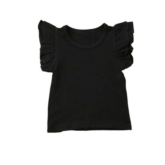 Bmnmsl Toddler Kids Baby Girl Ruffle Short Sleeve Plain T Shirt Tee Tops Cotton Clothes