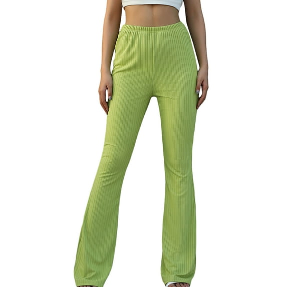 Bmnmsl Women Close-fitting Flared Pants Solid Color High Waist Trousers