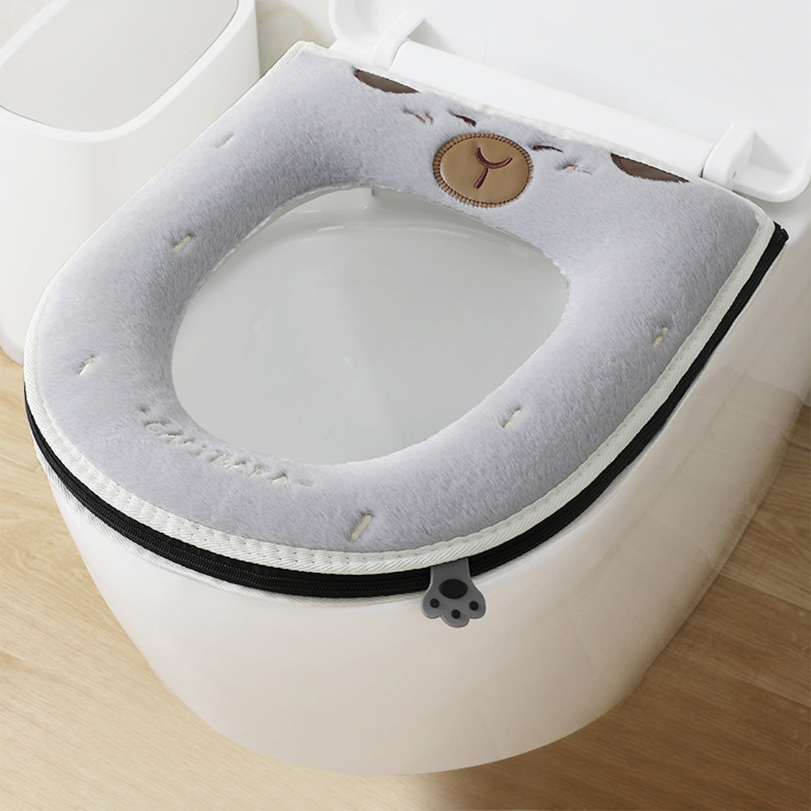 Soft Cloth Toilet Seat Cover Cushion (2 Pack) | Zip-Fly Warm Seat Pad For Cold Days