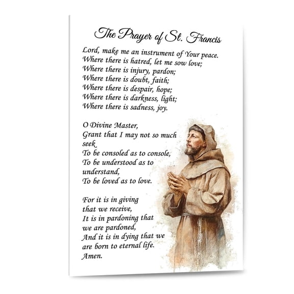 Bmotaso Prayer of St. Francis Quote Canvas Wall Art Saint Francis Peace Poster Painting Inspirational Print Christian Decor Gifts Ready to Hang for Home Bedroom Living Room