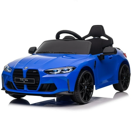 Bmw M4 12v Kids Electric Car with Parent Remote, Battery Powered Cars for Kids, Three Speed Adjustable,Power Display, Usb,Mp3 ,Bluetooth,Led Light,Story, Ride On Car for Boy and Girl Ages 3-8, Blue