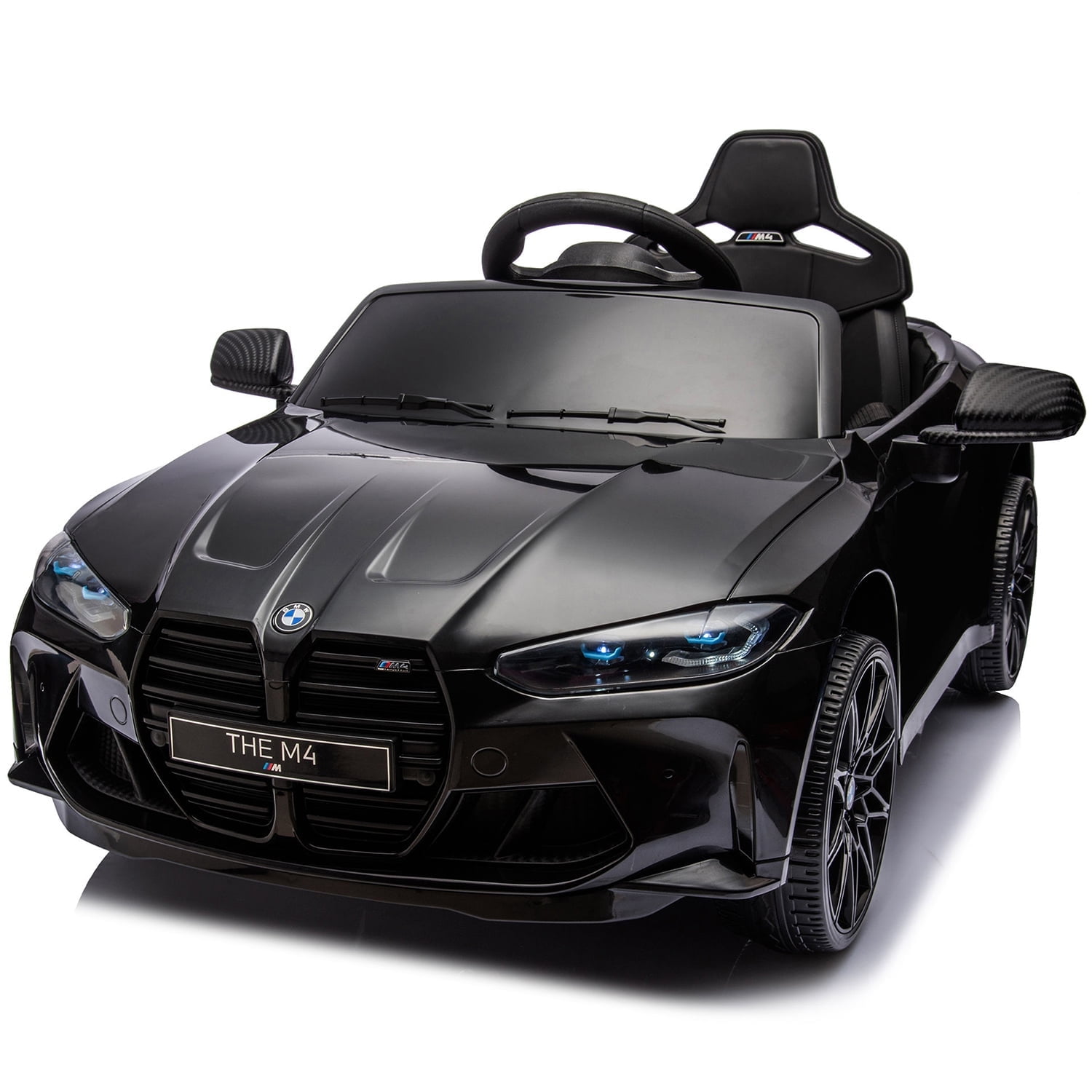 Bmw M4 12v Kids Electric Car with Parent Remote, Battery Powered Cars for Kids, Three Speed Adjustable,Power Display, Usb,Mp3 ,Bluetooth,Led Light,Story, Ride On Car for Boy and Girl Ages 3-8, Black