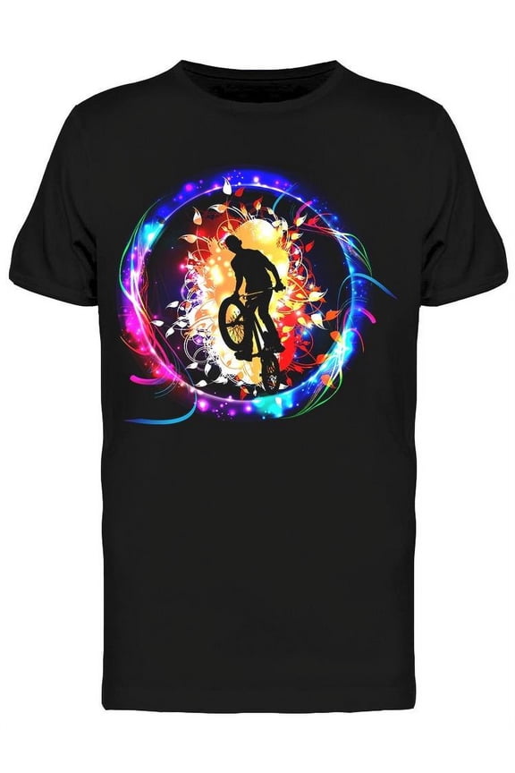 Bmx Cyclist Shadow Design T-Shirt Men -Image by Shutterstock, Male Large