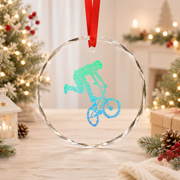 Bmx Rider Bike Bicycle Stunt Racing Glass Ornament