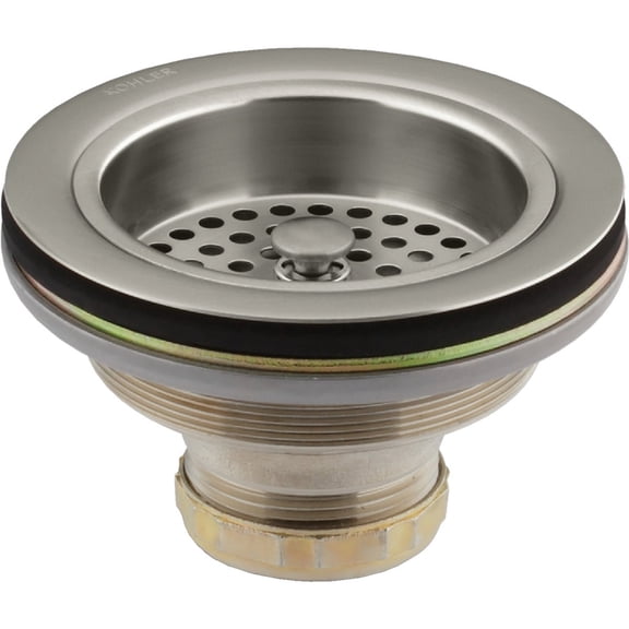 Kohler Duo Basket Strainer K-R8799-C-BN - Anti-Clogging Brass - Brushed Nickel  Interior & Exterior Use, Professional Finish