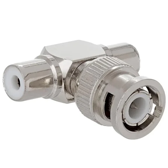 Bnc Male To 2 Rca Female Coax Coaxial Video Cable Adapter Connector Cctv Camera