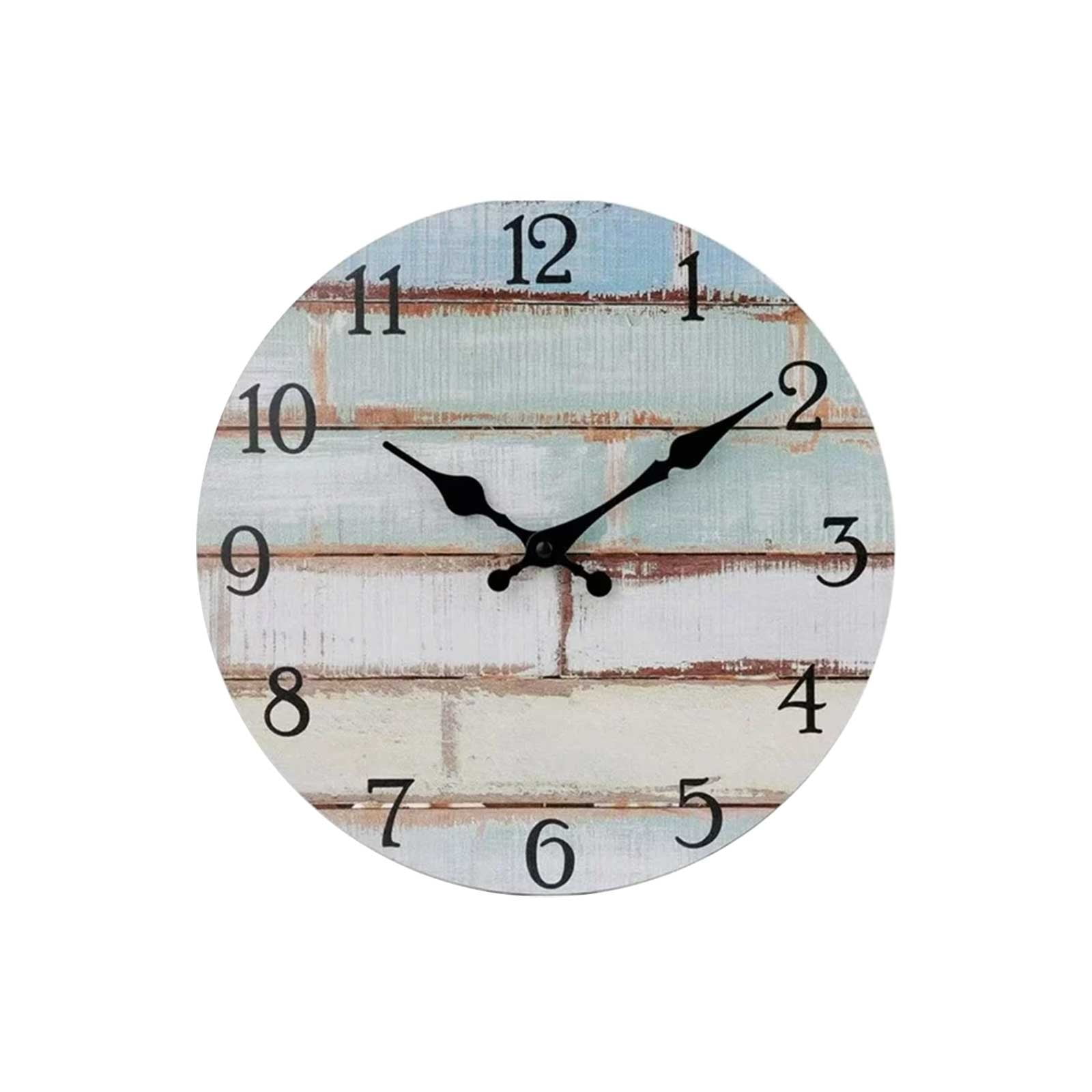 Bnnlsa Clock Wall Clock 10 Inch Rustic Wood Wall Clocks Battery ...