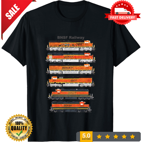 Bnsf Orange Locomotives Railroad T-Shirt by Andy Fletcher, NEW TRENDING ITEM-TH83042