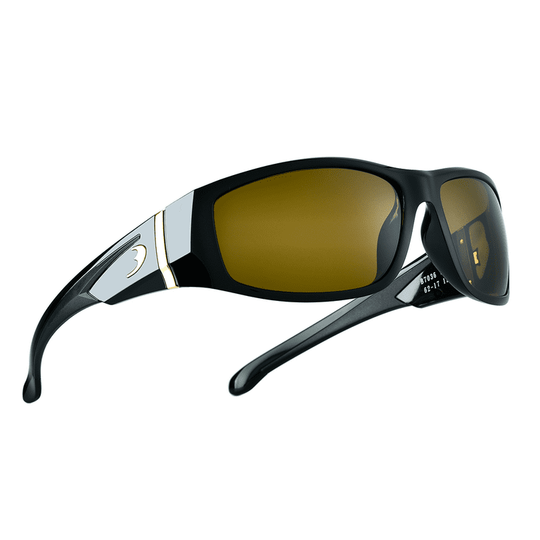 Bnus Corning Glass Lens Polarized Sunglasses Men Women Wrap around Scratch  Proof Shades Black Brown