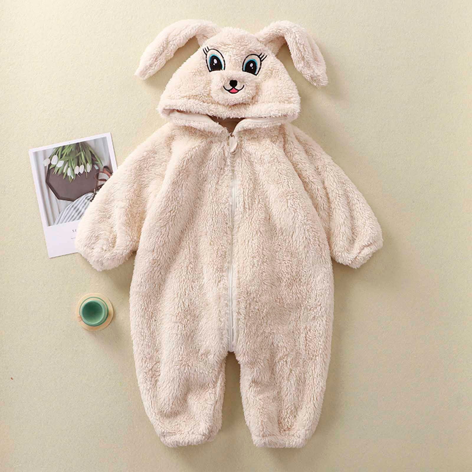 Bnwani 1PC Girl Toddler Clothes Baby Toddler Hooded Warm Zipper One-piece Jumpsuit Pajamas Infant Plush Romper Winter Fall , Size 6-12 M