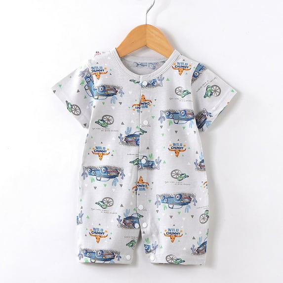 Bnwani 1PC Jumpsuit for Boys Baby Short-sleeved Fart Thin Bag One-piece Clothes Newborn Climbing New Spring , Size 59