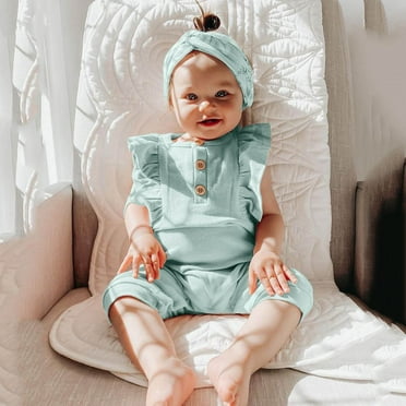 Bnwani 1PC Kid Clothes Toddler Boy Baby Girls Sleeveless Ruffles One-piece Jumpsuit Infant Romper , Size 90