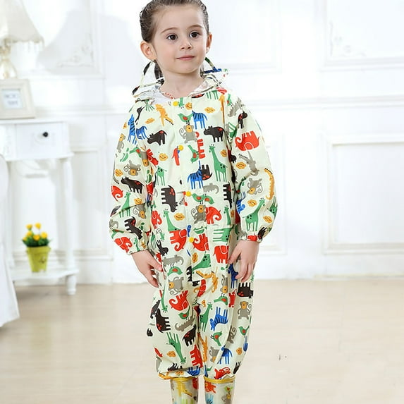 Bnwani 1PC New Arrivals Fashion Children's Relective Coverall Rain Hooded Raincoat , Size M