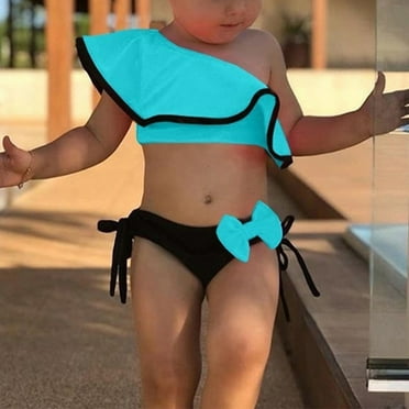 Bnwani 2PC Swimsuit Girl Kids Ruffle Ruffles Swimwear Children's Split Swimsuit Bathing 2-3 T