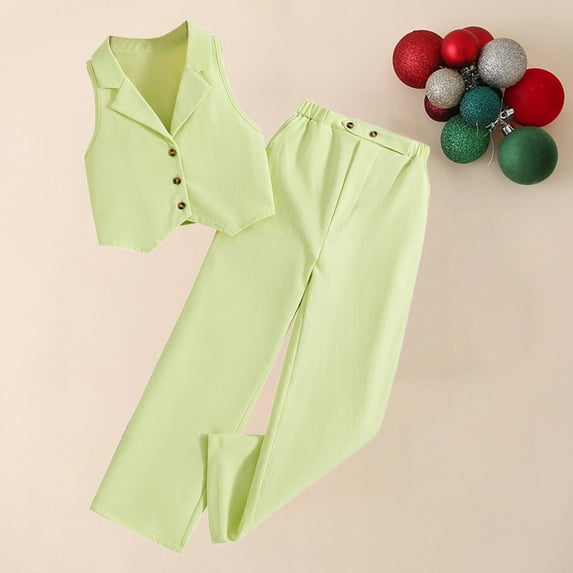 Bnwani 2PC Active Wear Sets for Toddler Girls sleeved Long Sleeveless Solid Set Pants Tops Cardigan Suit Size 4Y