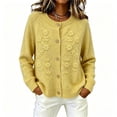 thumbnail image 1 of Bnwani 3D Floral Embroidered Cardigan Sweaters for Women Casual Sweater Coat for Autumn Winter Daily Wear Yellow S, 1 of 5