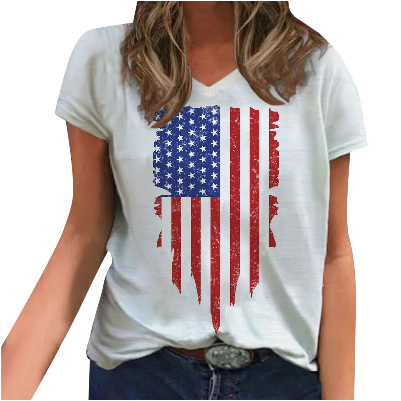 Bnwani 4th of July 2023 Tshirts for Women Fashion American Flag Tops ...