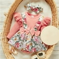 thumbnail image 1 of Bnwani Baby Girl Bodysuits 3 Piece Knitting Cotton Winter Warm Floral Print Long Sleeve Skirt Set and Headband Size Preemie-18 Months, 1 of 3