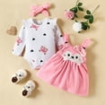 thumbnail image 1 of Bnwani Baby Girl Bodysuits Cotton 3 Piece Winter Cotton Warm Fox Print Long Sleeve Skirt Set and Headband Size Preemie-18 Months, 1 of 3