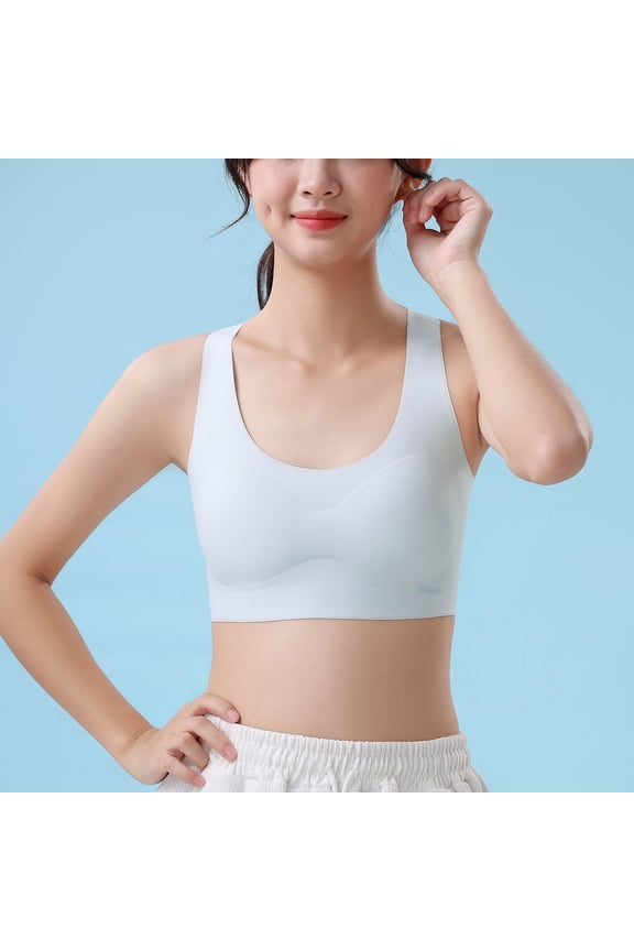 Big Girls Bras Comfortable Breathable Thin Puberty Camisole Solid Bra Blue