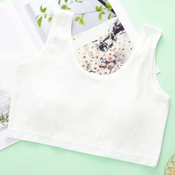 Bnwani Big Girls Bras Wireless Seamless Comfortable Adolescence Warm Camisole Solid Bra White Size 16-17 Years