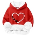 thumbnail image 1 of Bnwani Big Girls Hoodies Long Sleeve Lamb Wool Thick Sweatshirt Hearts Printed Pullover, 1 of 2