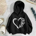 thumbnail image 1 of Bnwani Black Girls Hooded Sweatshirts without Zipper Fall Fashion Long Sleeve Cotton Casual Oversized Heart Print Size 3-4t, 1 of 3