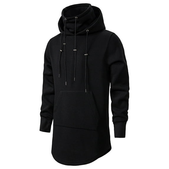 Bnwani Black Jacket For Men Winter'S Casual Hooded Long Loose Coat Trendy Sweater Size L(US:8)