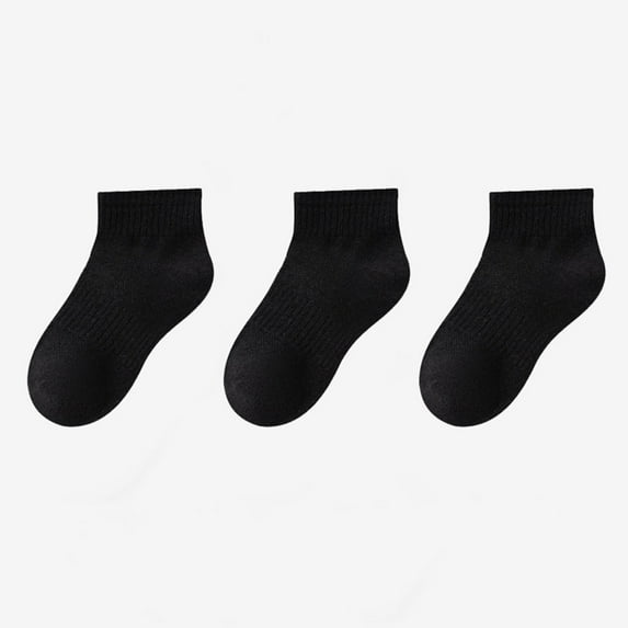 Bnwani Black Socks for Toddler Girls Winter Cotton Ankle Solid Color Sports Sweat Absorbing Socks 2-3t 3 Pack