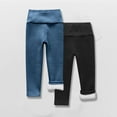thumbnail image 1 of Bnwani Black Toddler Leggings High Waist Elasticity Fleece Warm Solid 2 Pack, 1 of 3